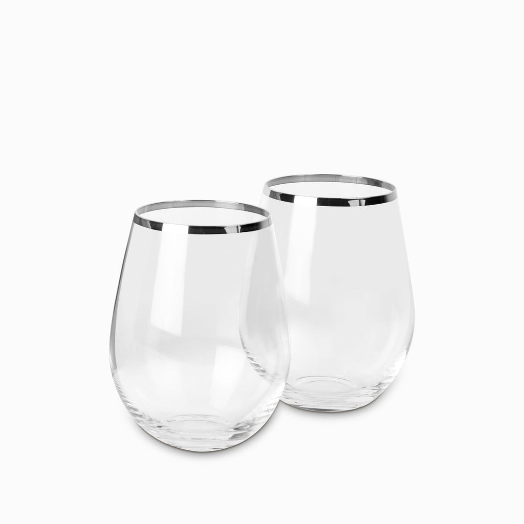 Vaso cristal borde plateado 670 ml setx2