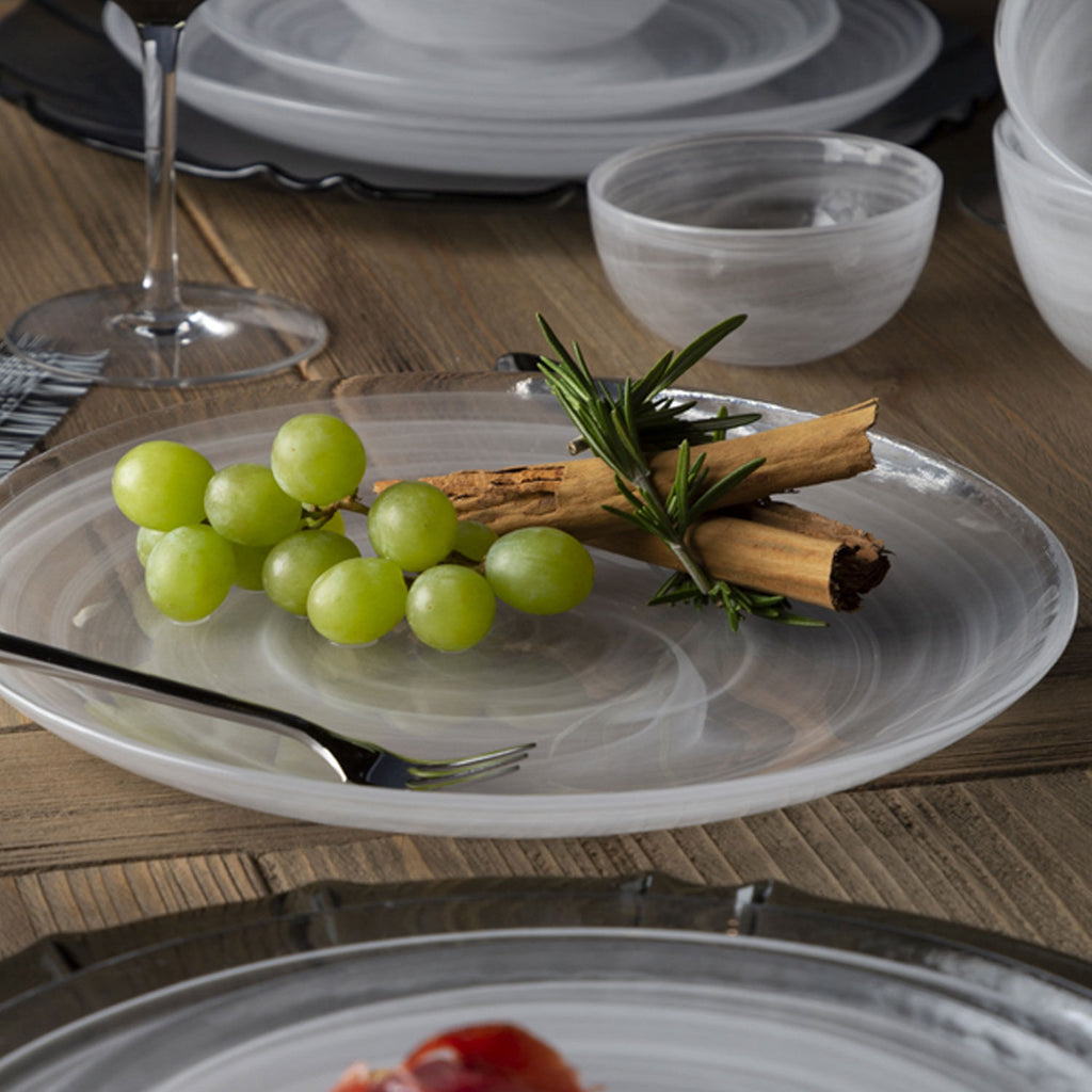 Plato principal strata blanca set x 4