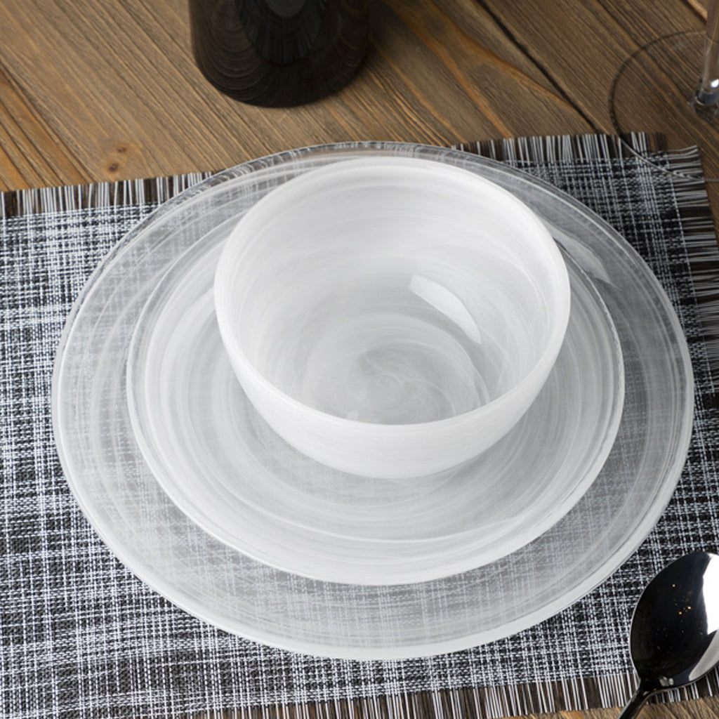 Plato principal strata blanca set x 4