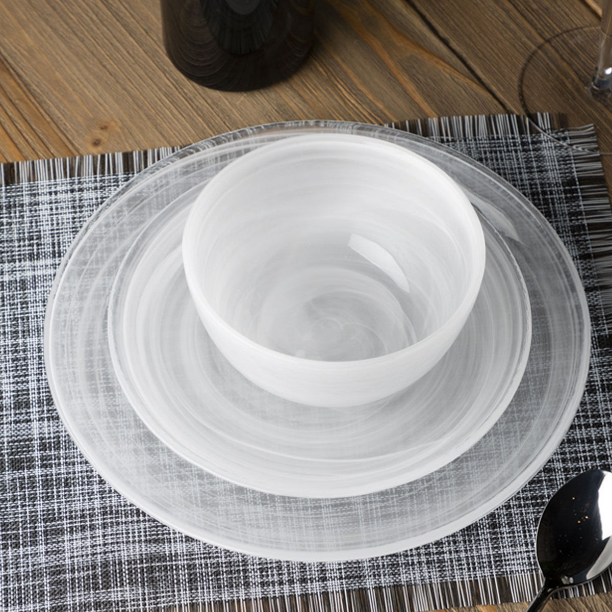 Plato principal strata blanca set x 4