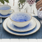 Plato tronco azul 28 cm set x 4
