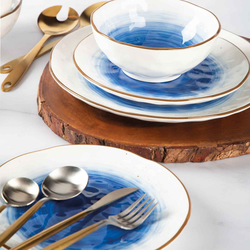 Plato tronco azul 28 cm set x 4