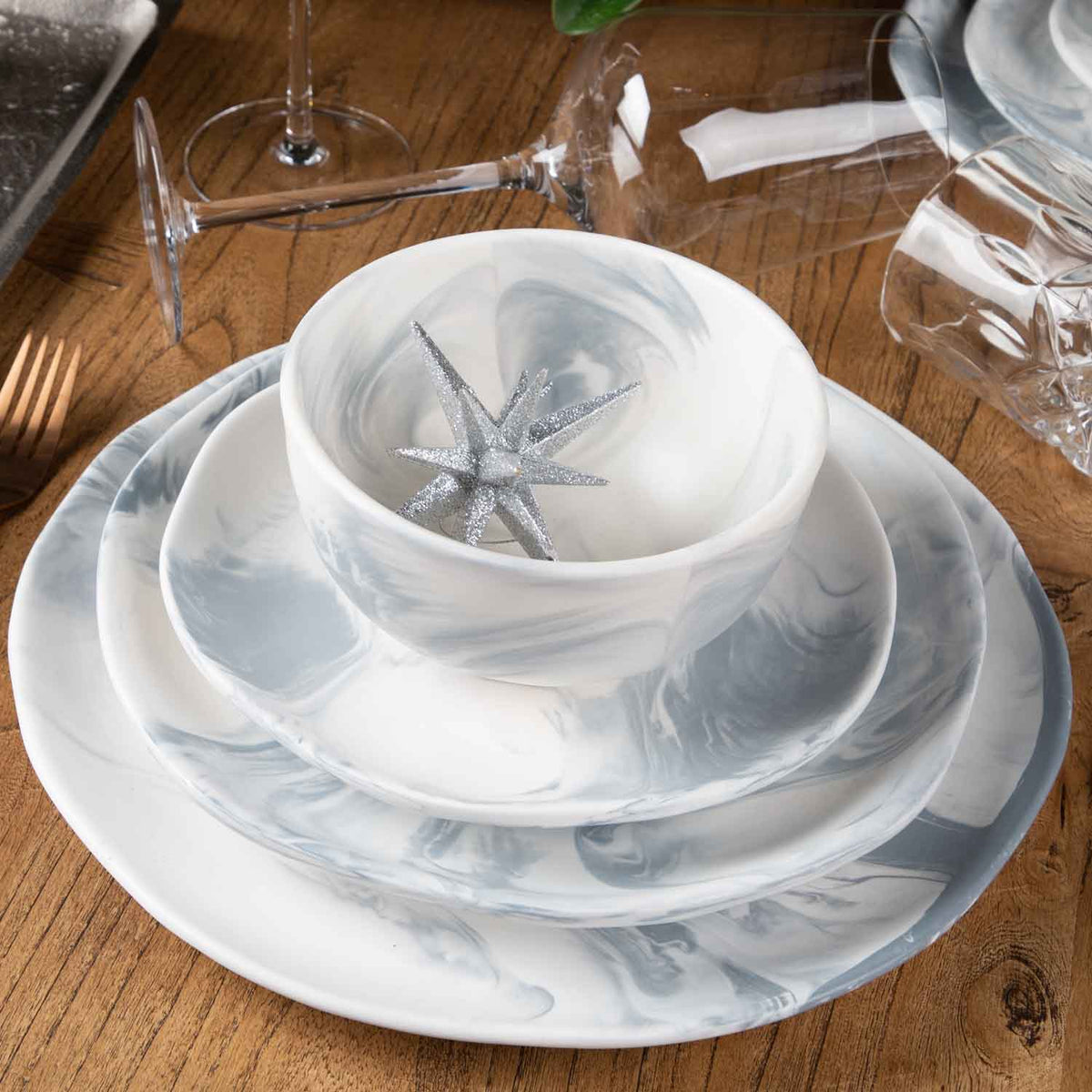 Plato mármol 21 cm setx4