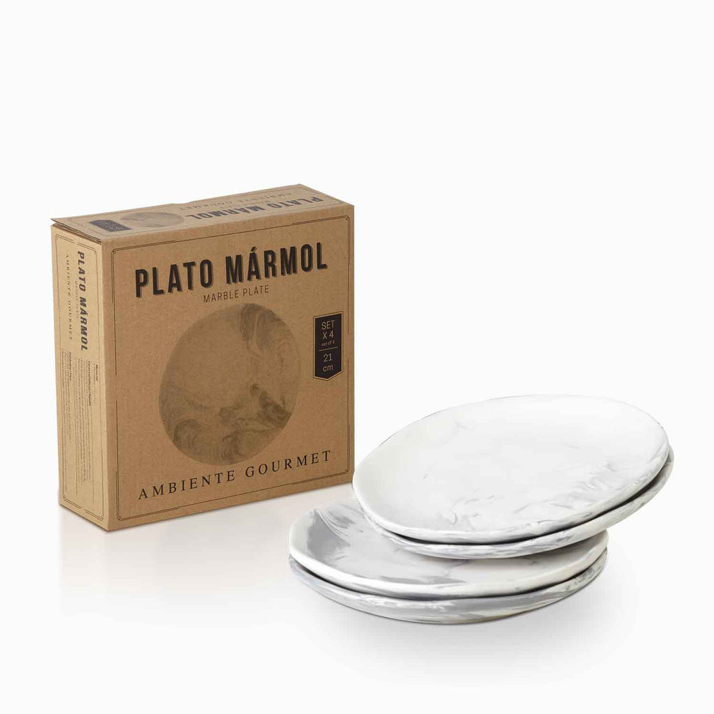 Plato mármol 21 cm setx4
