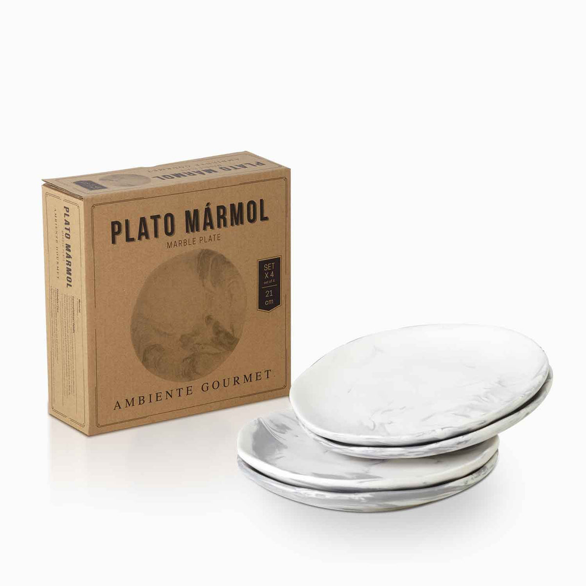 Plato mármol 21 cm setx4