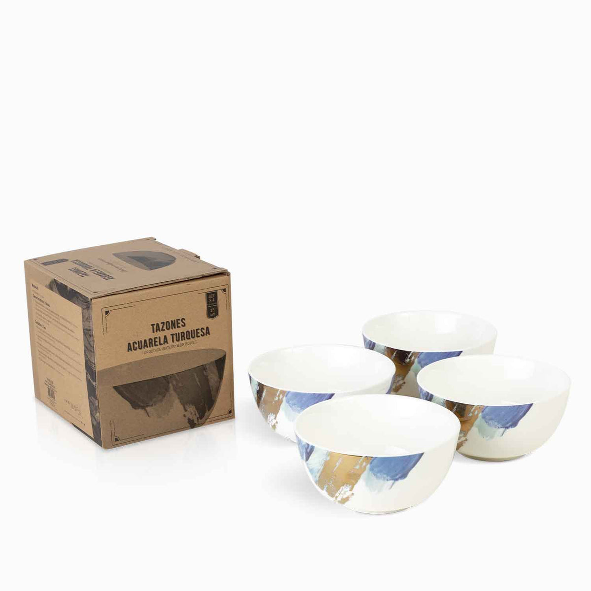 Bowl sopa acuarela oro turquesa 15x7cm setx4
