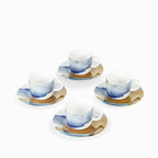 Pocillo plato acuarela oroturquesa setx4