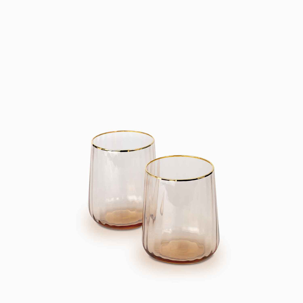 Vaso line rosado borde dorado setx2