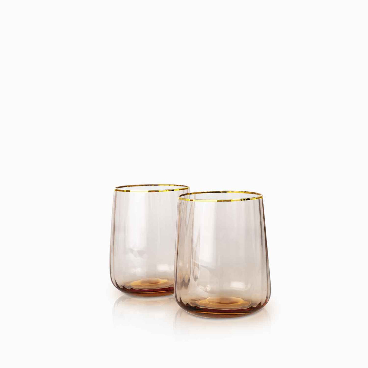 Vaso line rosado borde dorado setx2