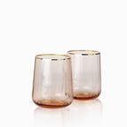 Vaso line rosado borde dorado setx2