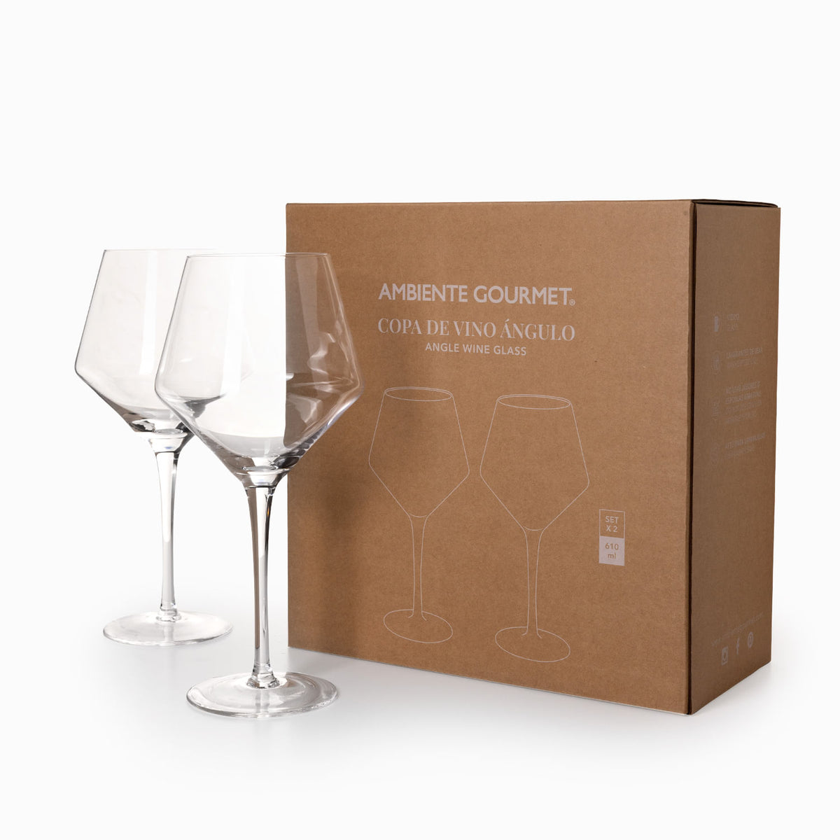 Copa vino ángulo 610ml set x2