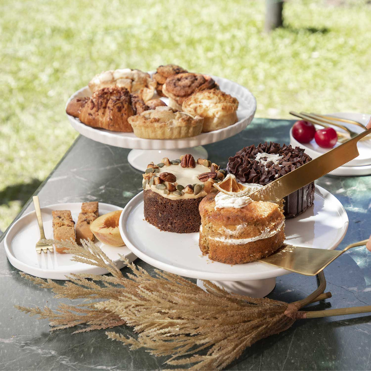 Tenedores postre dorado mate set x 4