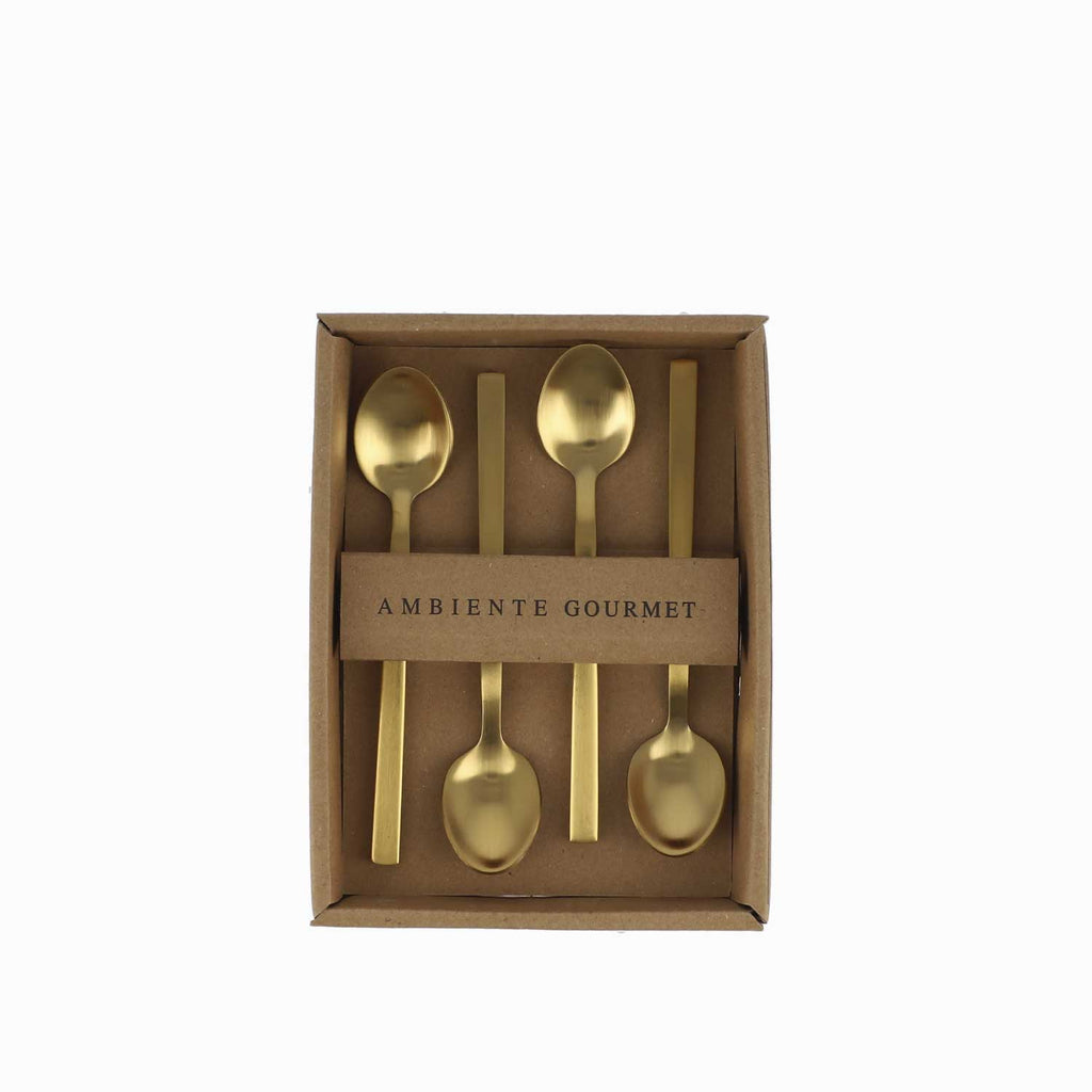 Cucharas cafe dorado mate set x 4