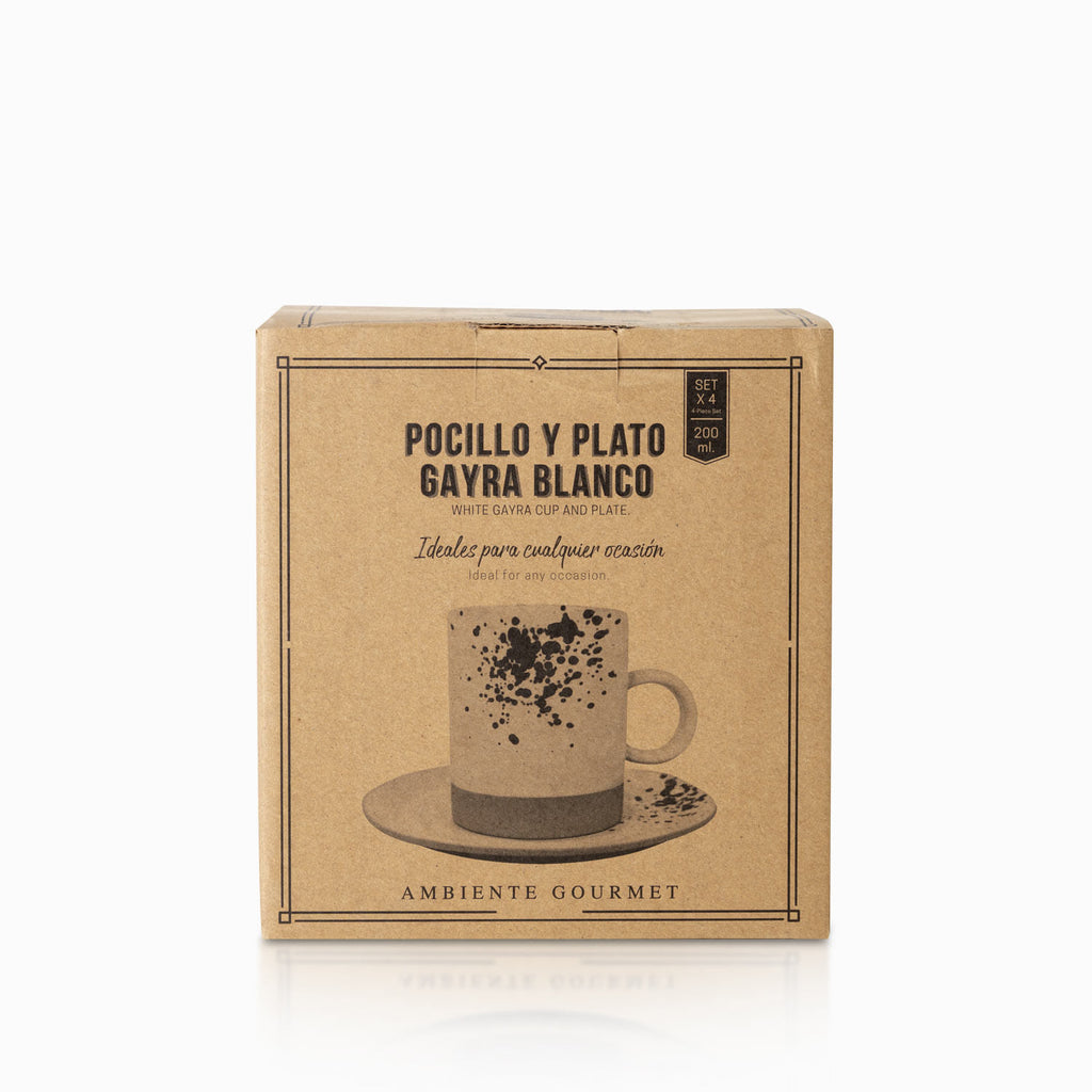 Pocillo y plato gayra blanco 200ml setx4