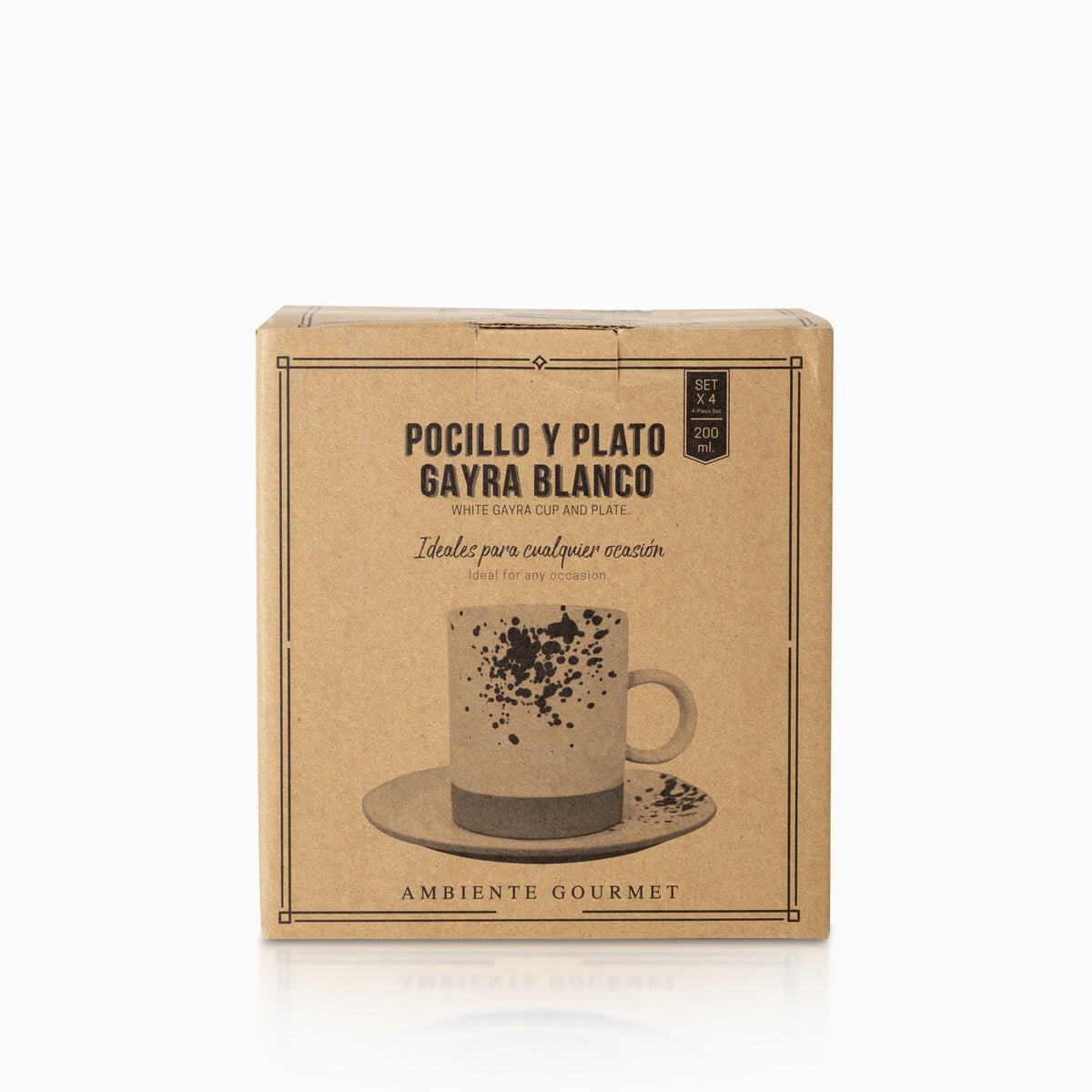 Pocillo y plato gayra blanco 200ml setx4