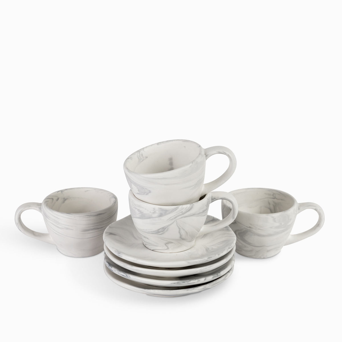 Set de pocillo y plato mármol setx4