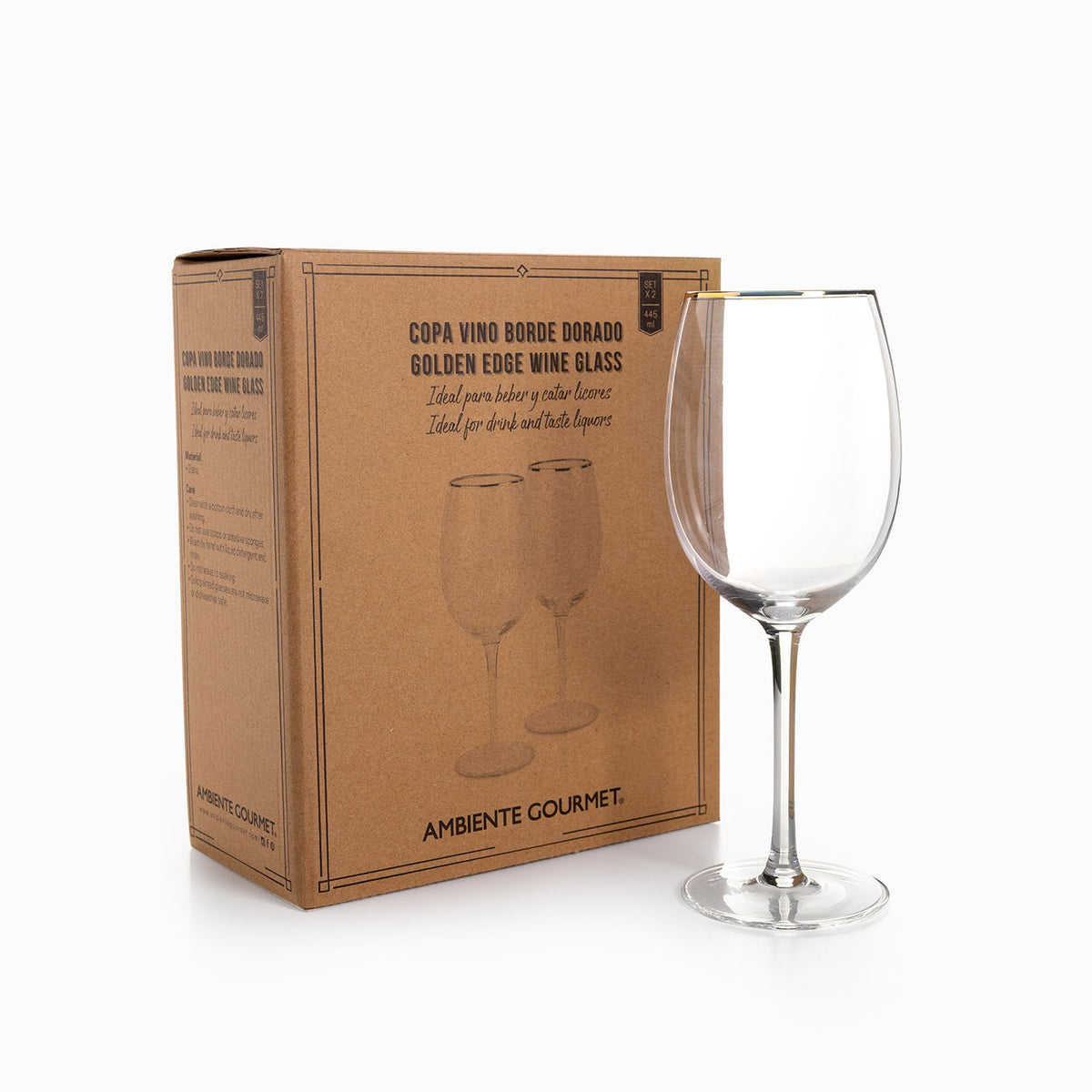 Copas vino borde dorado setx2