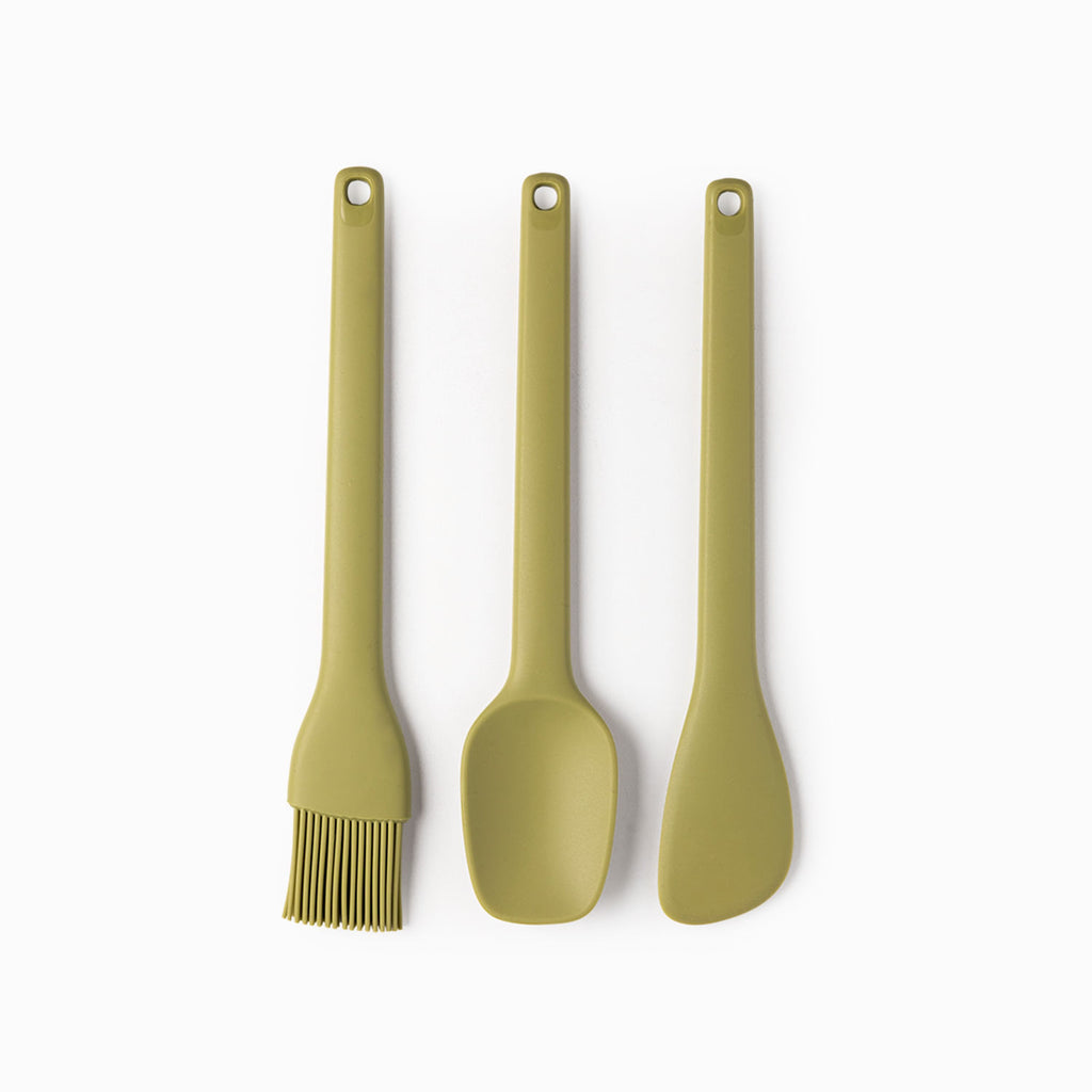 Utensilios mini silicona verde set x3