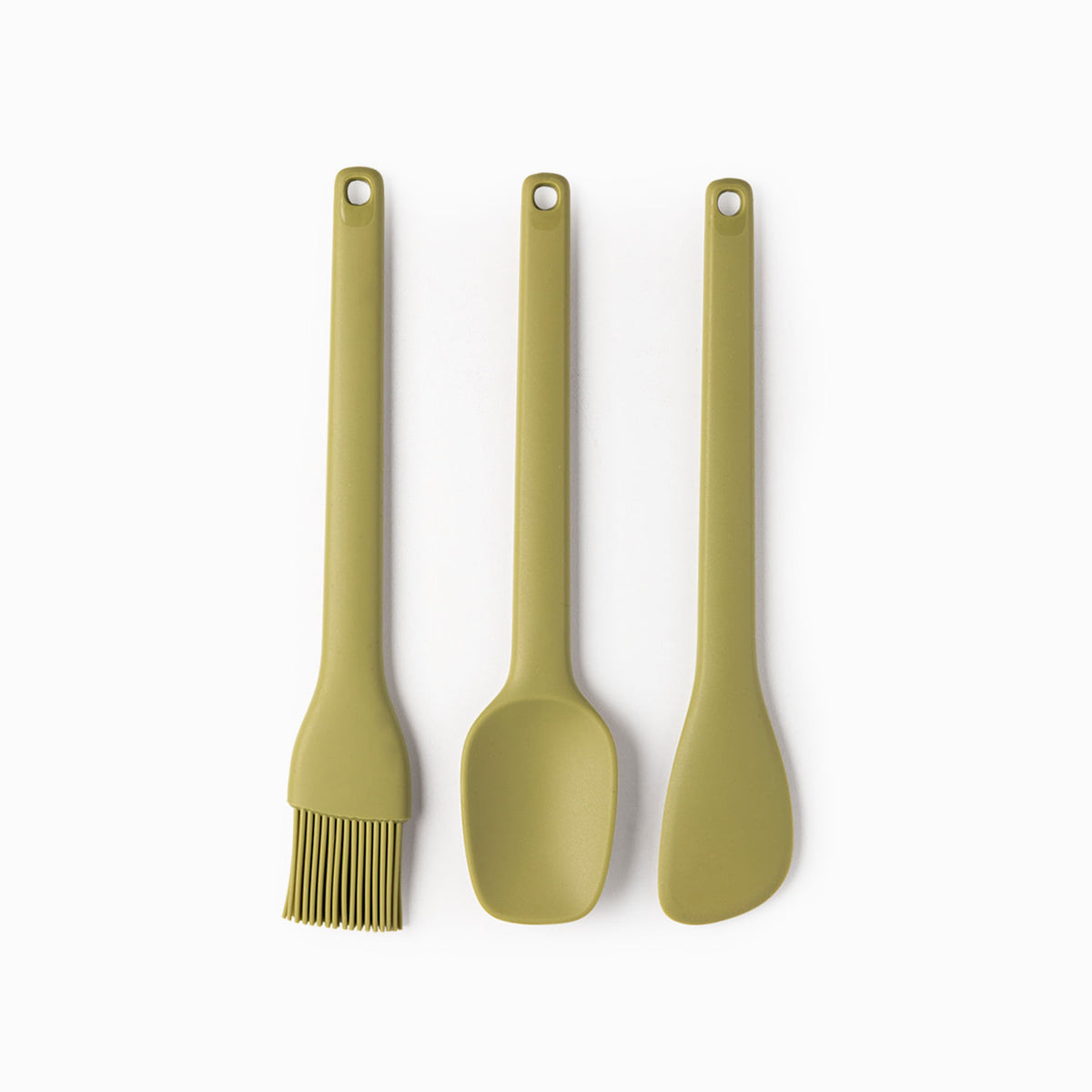 Utensilios mini silicona verde set x3
