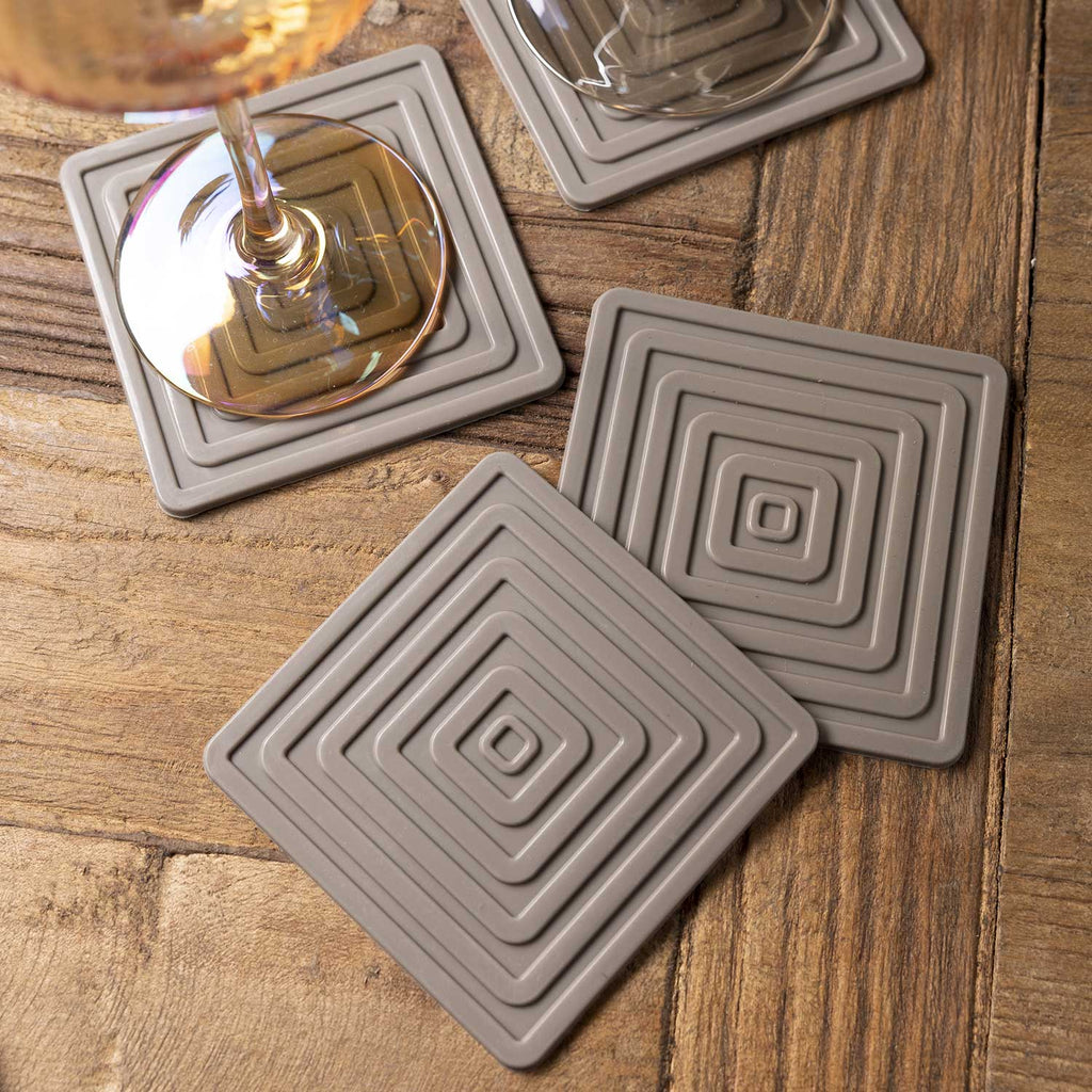 Portavasos cuadro silicona gris