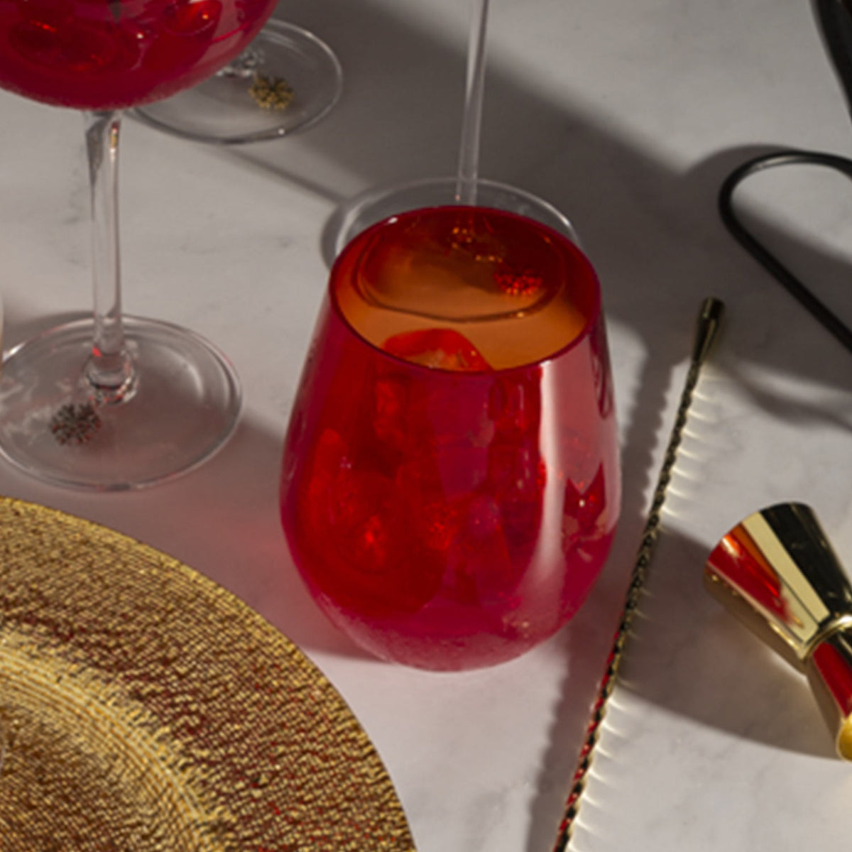 Vaso gala rojo 670 ml set x 2