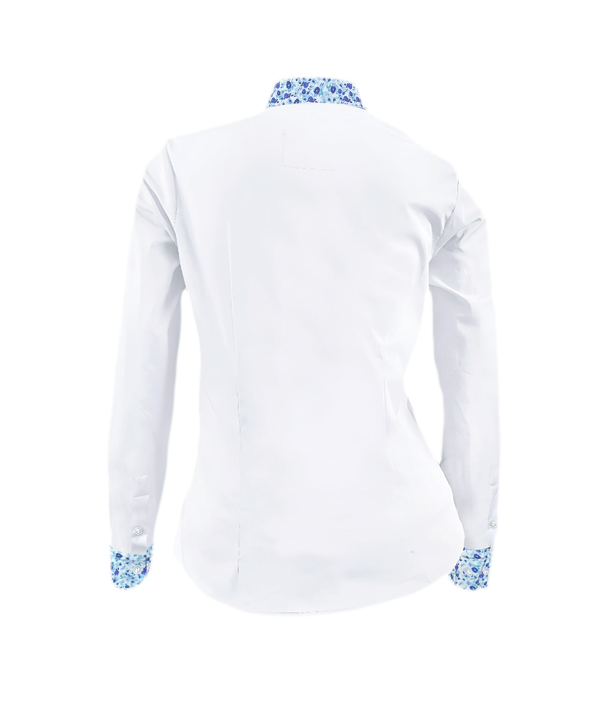 Camisa Blusa Azul Blanca Estampada Con Flores Mujer Talla XS a 10XL