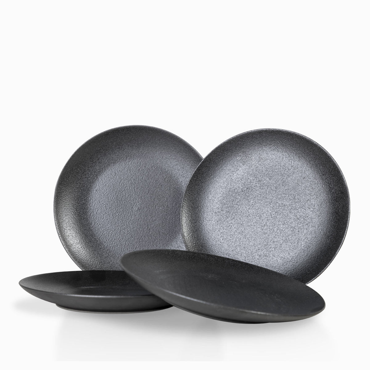 Plato mediano negro mate set x4