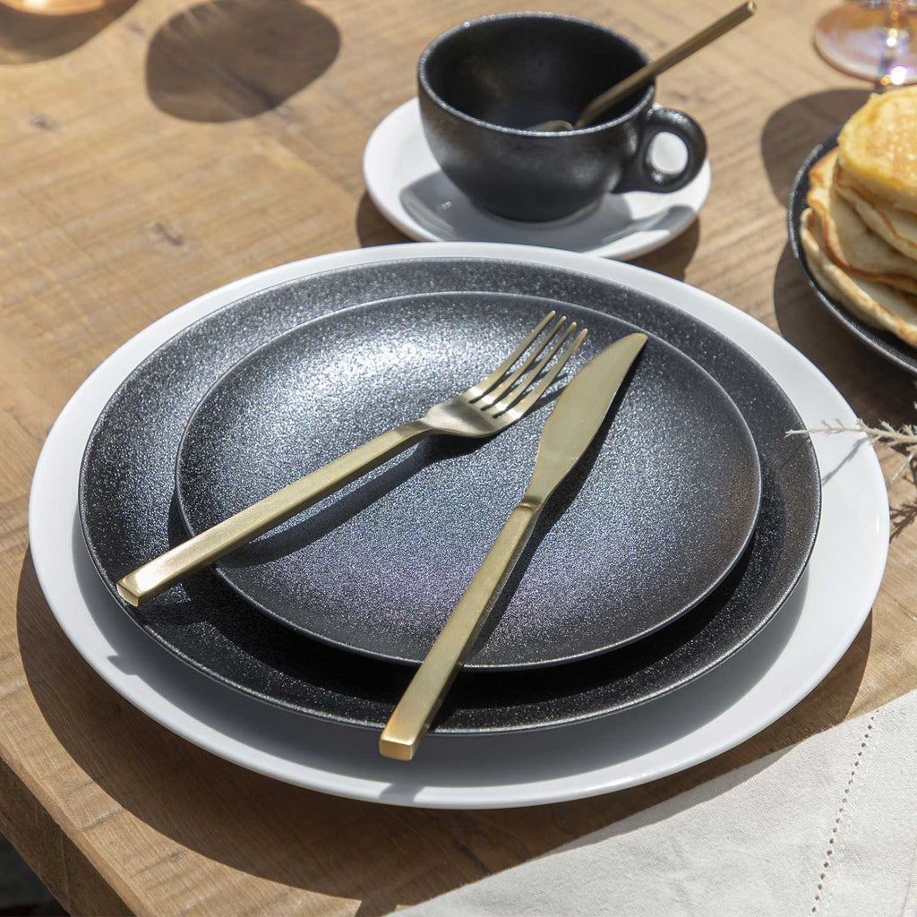 Plato principal negro mate 26cm set x4
