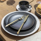 Plato principal negro mate 26cm set x4