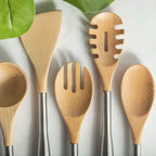 Cucharon pasta acero y bambu