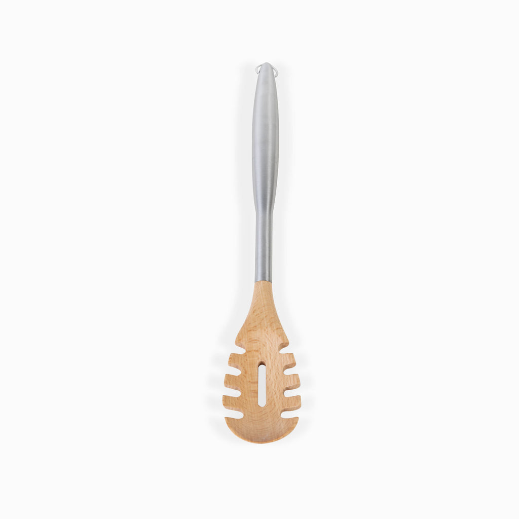 Cucharon pasta acero y bambu