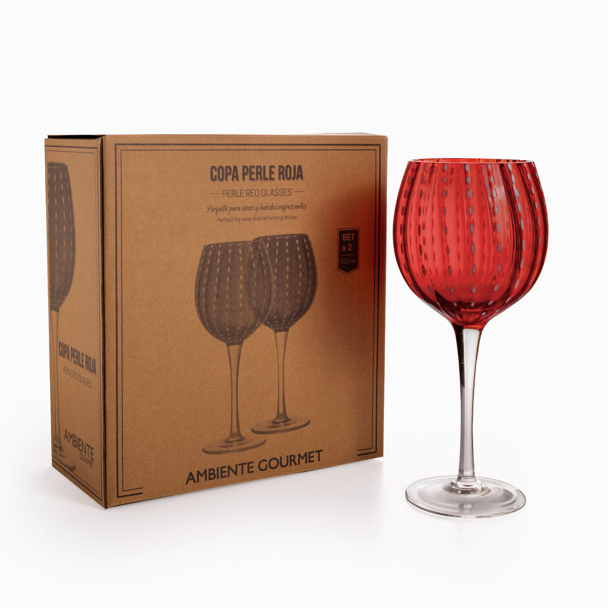 Copa perle roja 530ml setx2