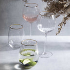 Copa vino rayas borde dorado 550ml setx2