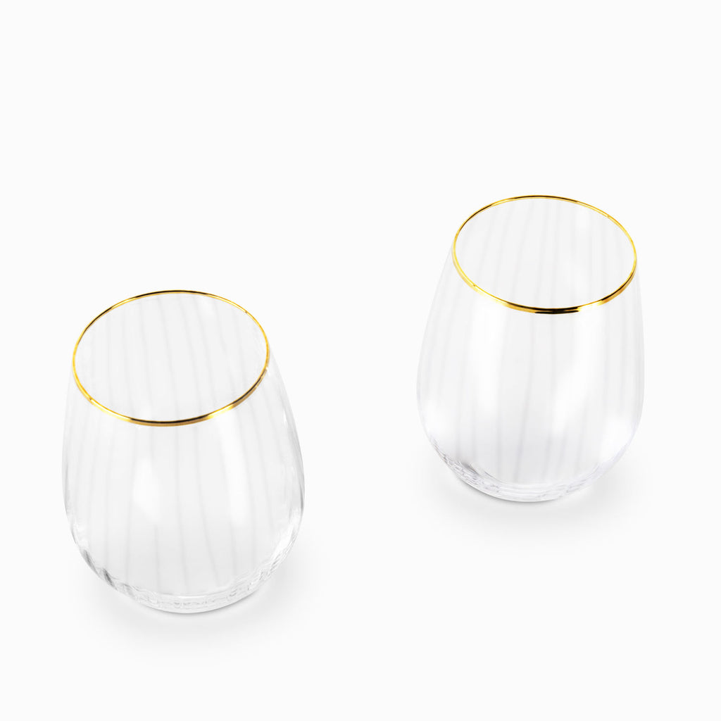 Vaso rayas borde dorado 670ml setx2