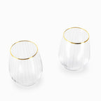 Vaso rayas borde dorado 670ml setx2