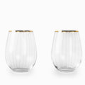 Vaso rayas borde dorado 670ml setx2