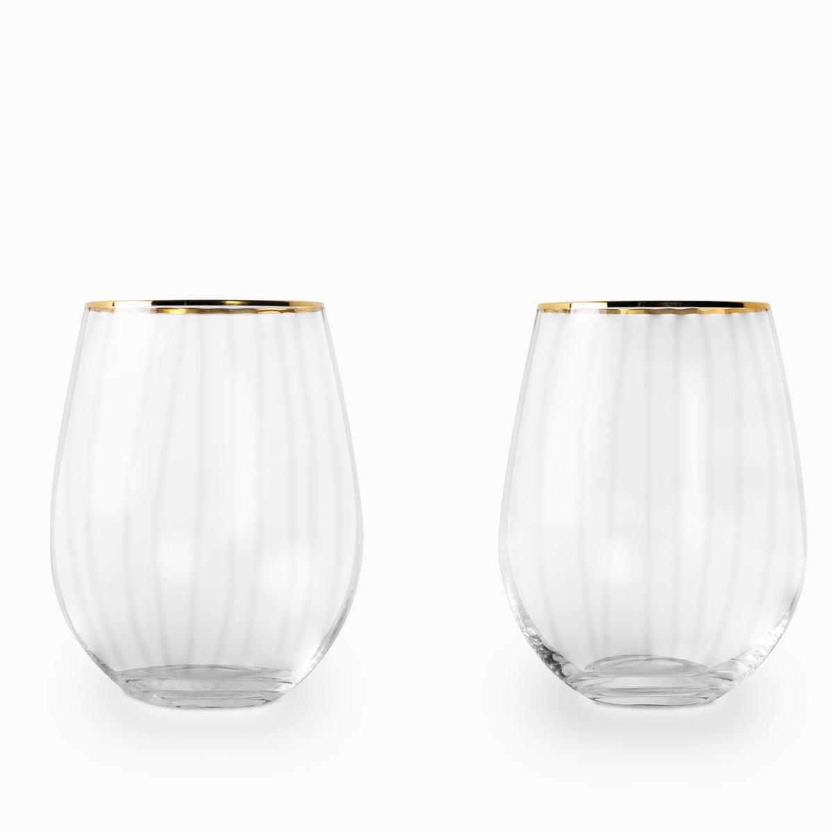 Vaso rayas borde dorado 670ml setx2