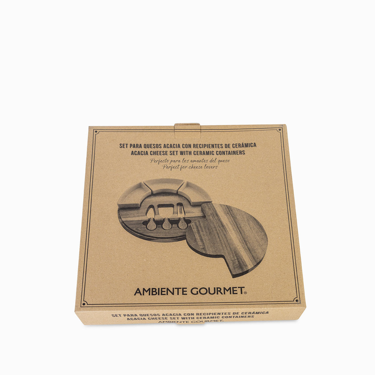 Set para quesos acacia con recipientes de cerámica 7 piezas