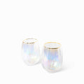 Vaso rayas tornasol borde dorado setx2