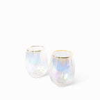 Vaso rayas tornasol borde dorado setx2