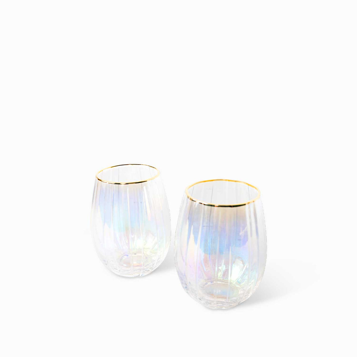 Vaso rayas tornasol borde dorado setx2