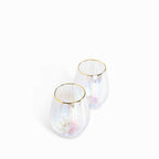 Vaso rayas tornasol borde dorado setx2