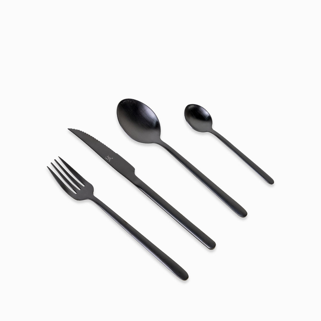 Cubiertos Alton negro mate set x16
