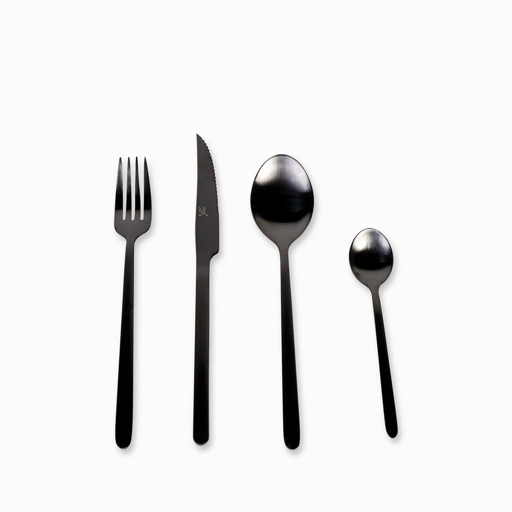 Cubiertos Alton negro mate set x16