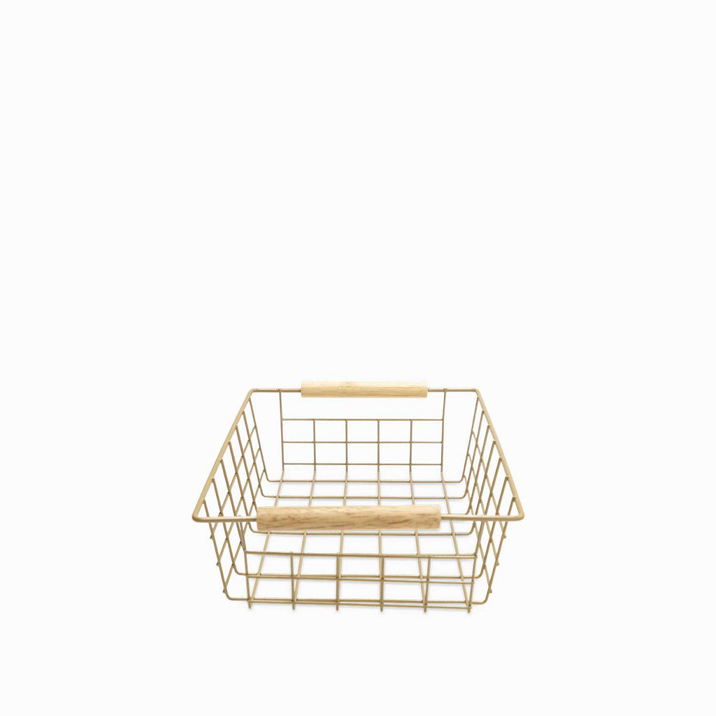 Canasta rectangular con asas madera