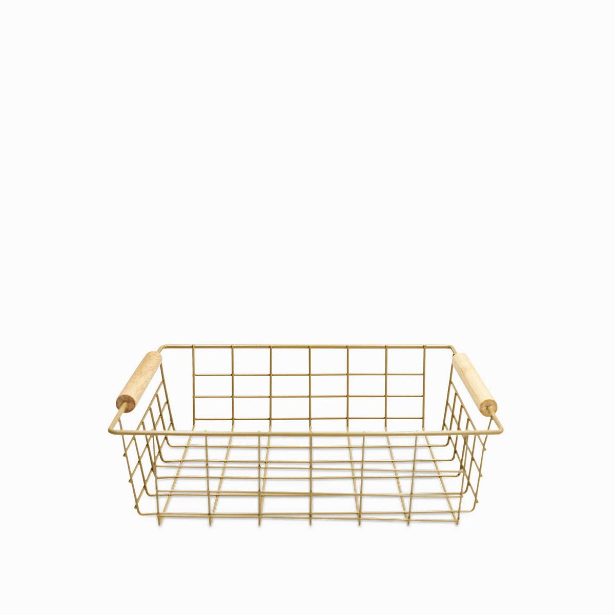 Canasta rectangular con asas madera
