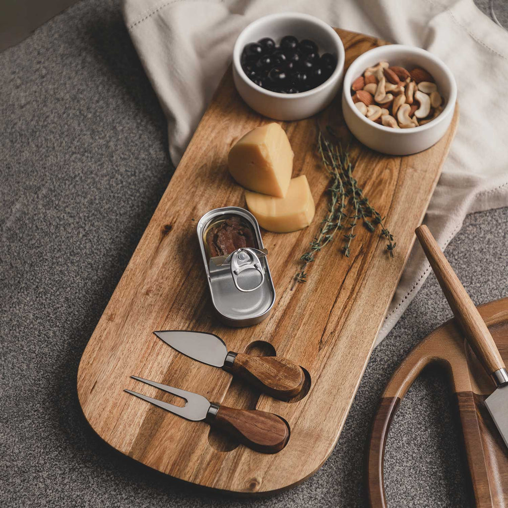 Set de tabla para queso con salseras 5 piezas