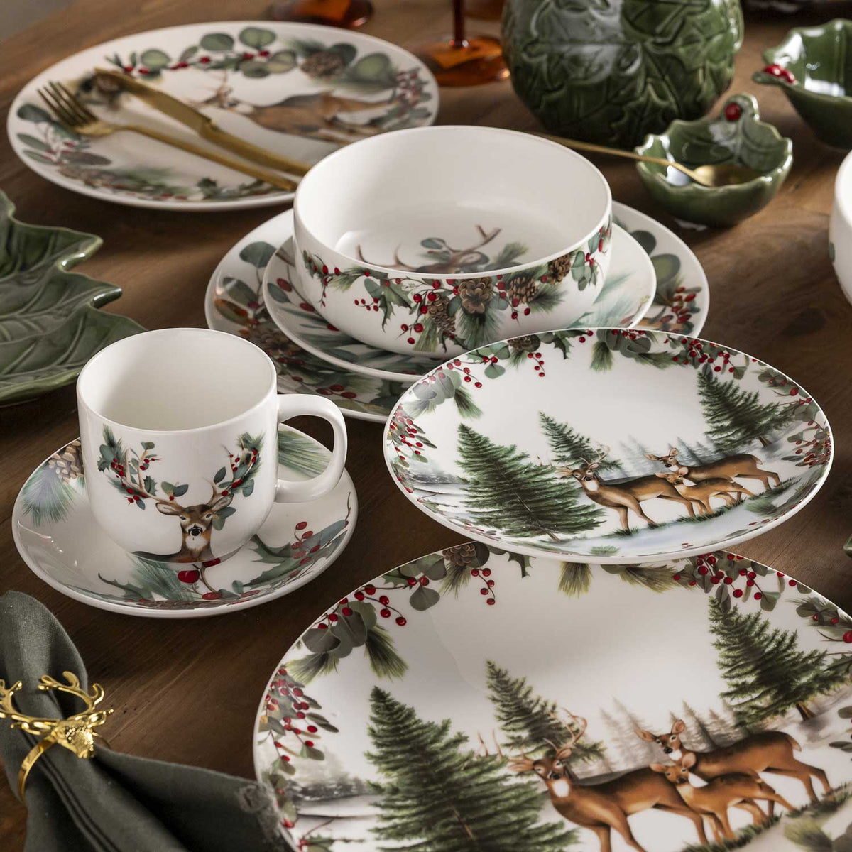Plato principal navidad silvestre 25cm setx4