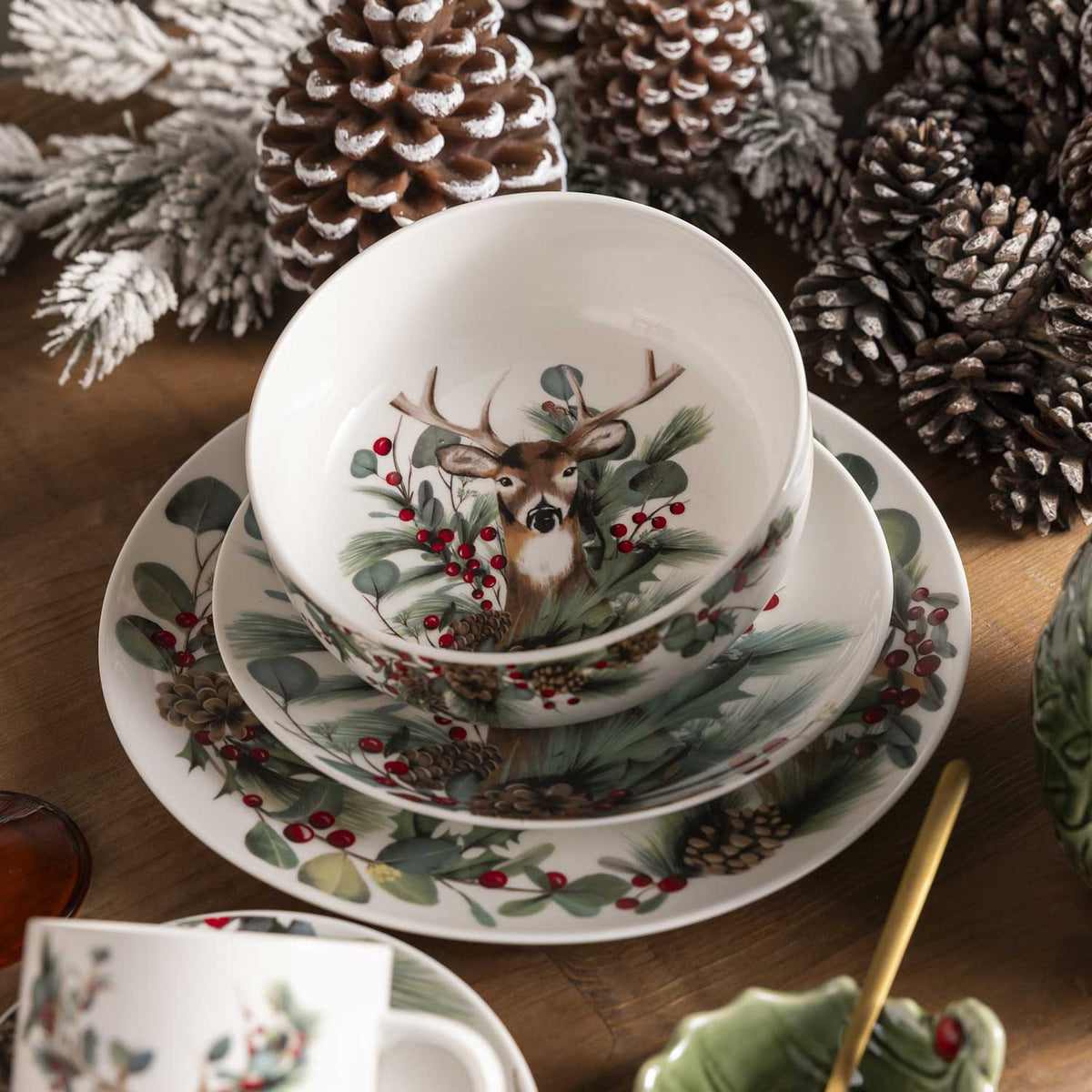 Plato principal navidad silvestre 25cm setx4
