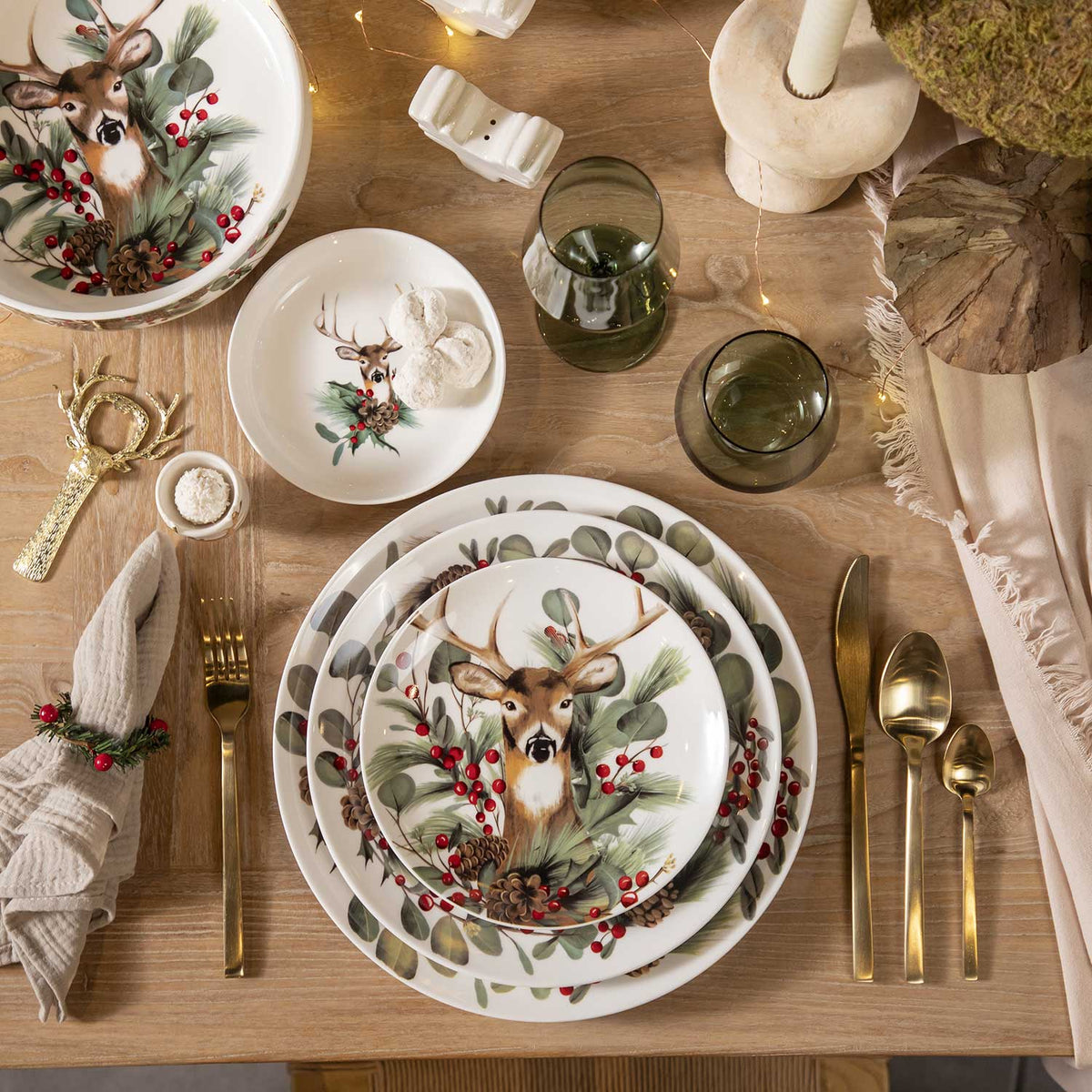 Plato principal navidad silvestre 25cm setx4